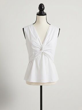 The Row White Twist-Front Sleeveless Top | Deep V | Size 6 (US S/M)